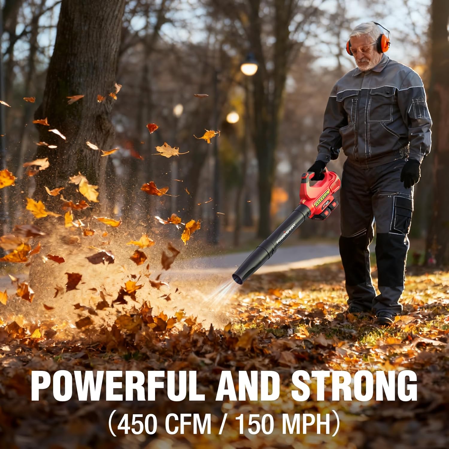 PowerSmart Cordless Leaf Blowers for Lawn Care,40V Battery Leaf Blower Cordless with 2X 2.0Ah Batteries and Fast Chargers,2 Speed Mode,High Power,Blowing Fallen Leaves,Snow and Dust, etc.