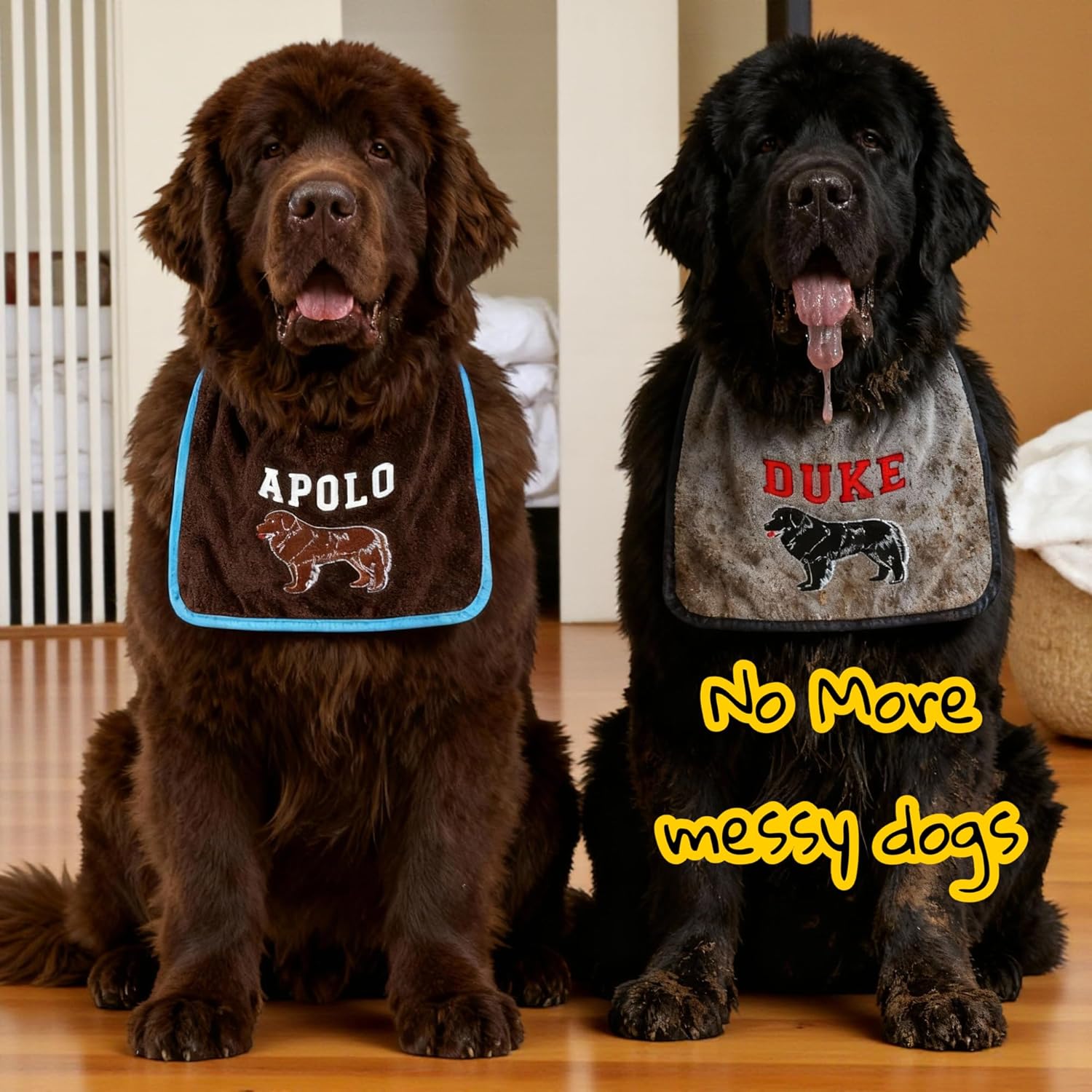 Doggies World Personalized Newfoundland Drooling Bib – Waterproof Slobber Protection for Large & Heavy-Drooling Dogs, Customizable Design, Washable, Adjustable & Durable