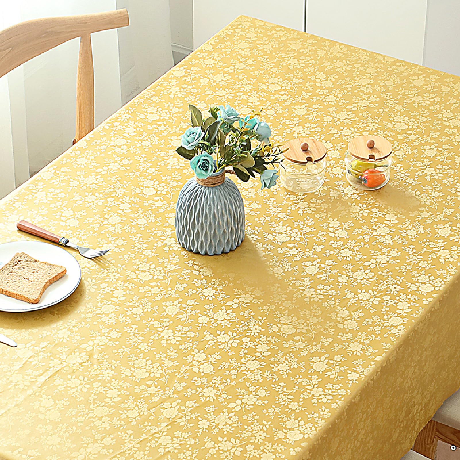 Nappe de table pour mariage et fête tissu jaune chaleureux