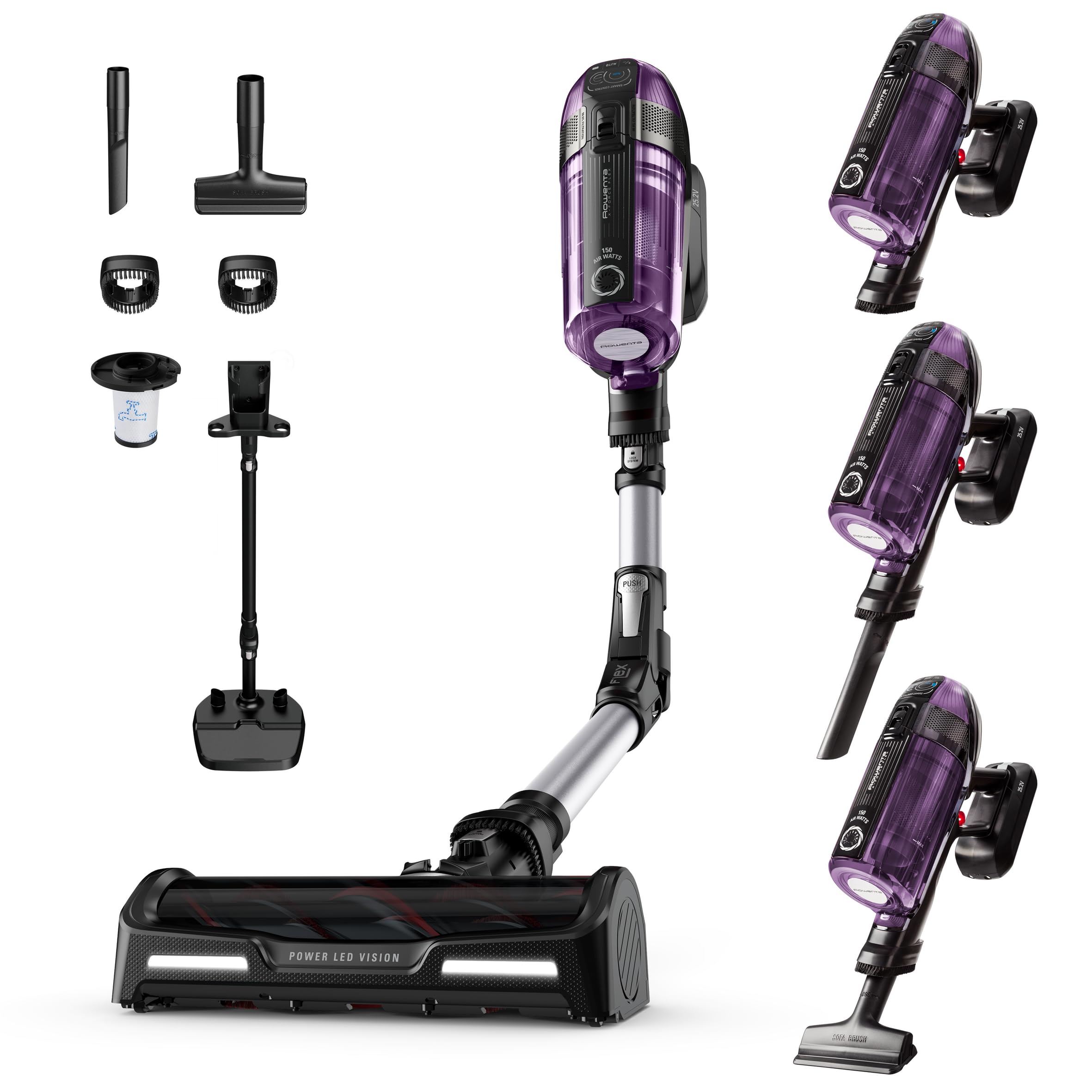Rowenta X-Force Flex 12.60 Allergy, Aspirapolvere Senza Fili, RH98A0 | con Regolazione Automatica della Potenza, Display, Stazione di Ricarica, Autonomia Fino a 45 Min, 350 W