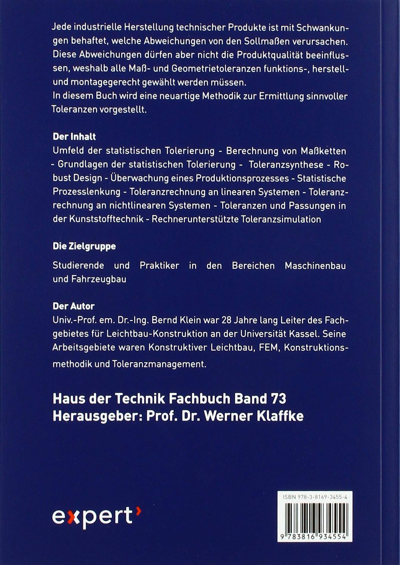 Prozessorientierte Statistische Tolerierung im Maschinen- und Fahrzeugbau: Mathematische Grundlagen – Toleranzverknüpfungen – Prozesskontrolle – ... (Haus der Technik - Fachbuchreihe)