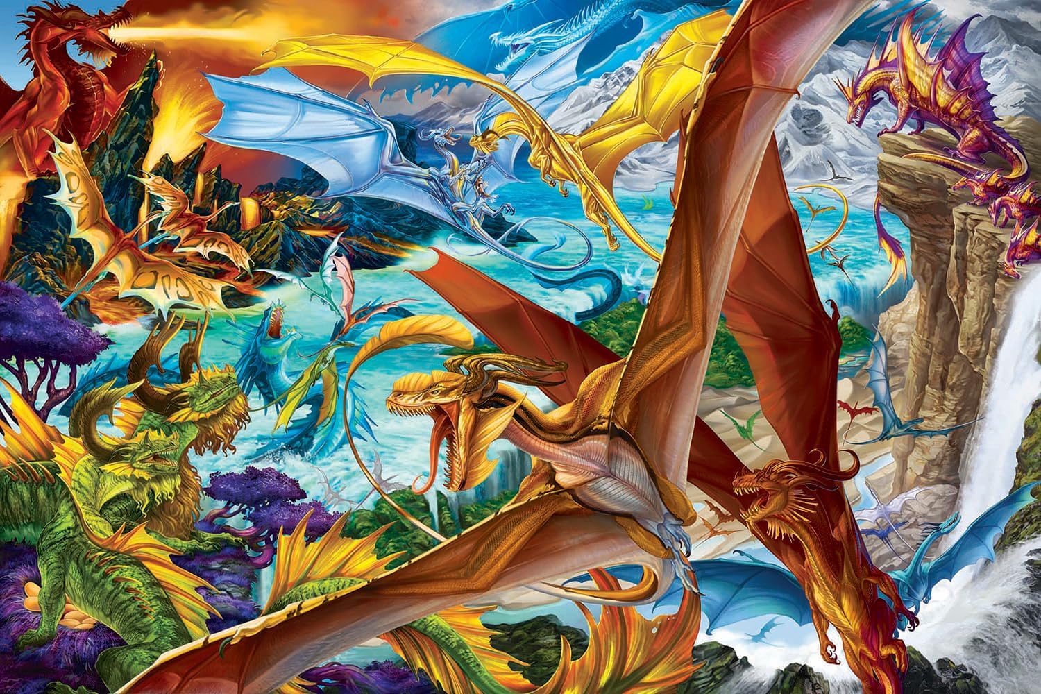 It's A Dragon's World Fantasy Puzzle | Challenging 1000 Piece Jigsaw Puzzle for Adults and Kids | Magic-Themed Brain Teaser | Fun Game Night Activity | Gift for Puzzle Enthusiasts | 28 x 20 Inches