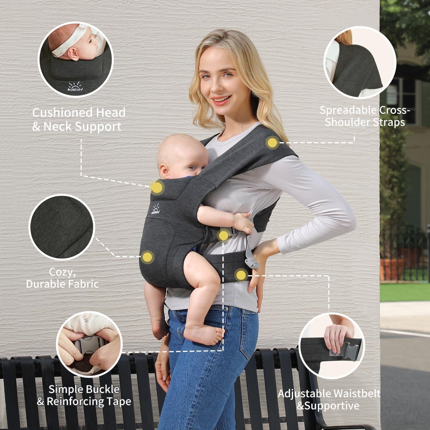Baby Carrier for Newborns, Ergonomic Hip Seat Carrier thumbnail 3