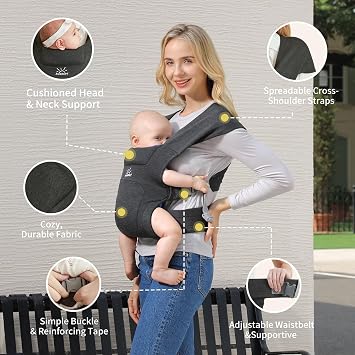 MOMTORY Baby Carrier for Newborns, Ergonomic Hip Seat Carrier, 3-12kg