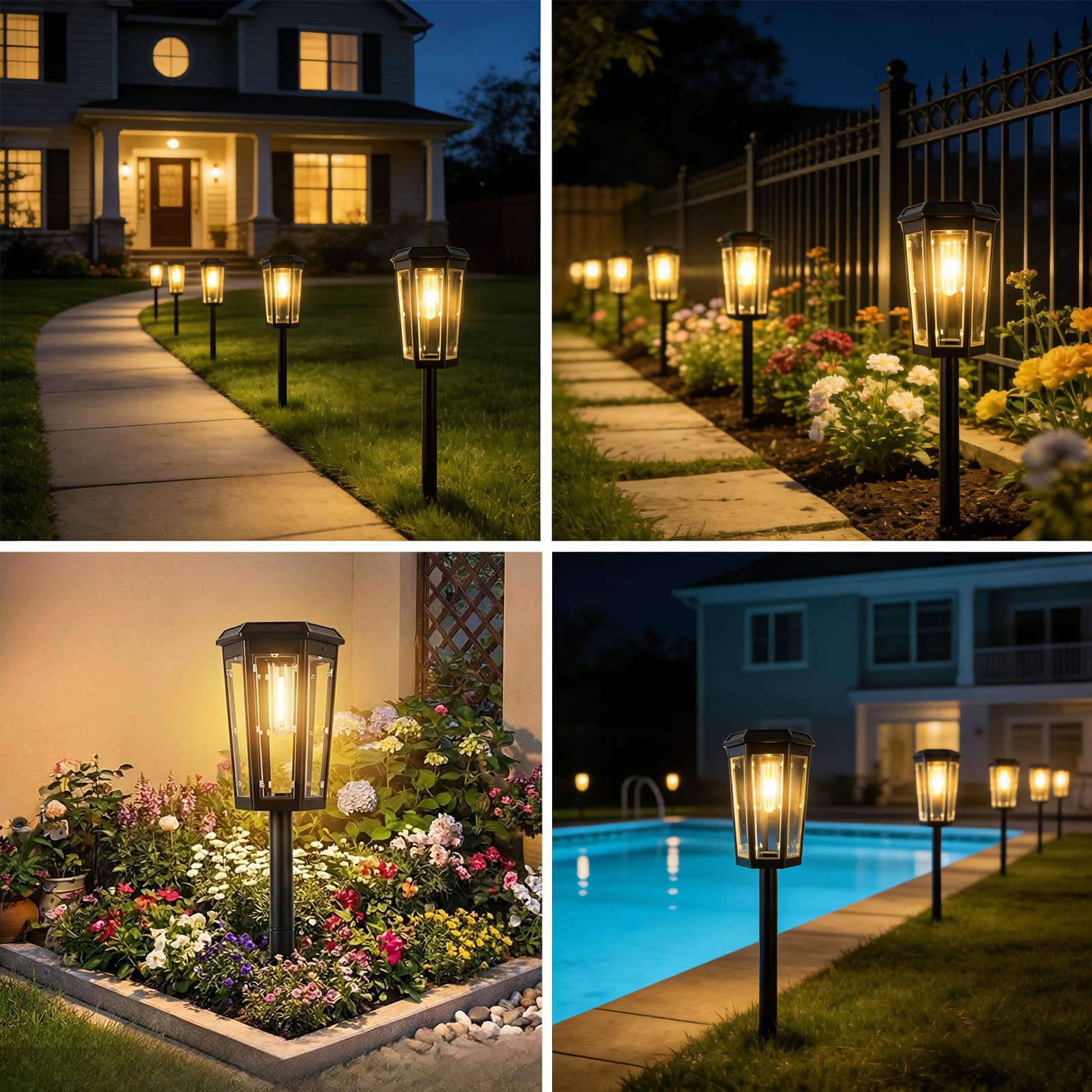 A.bigwhale Lampade Solari per Giardino Esterno, Moderne LED Luce Solare da Giardino, 4 Pezzi Luci Solari Luminose Esterni Impermeabile per Sentieri Cortile Passerella Terrazza Vialetto