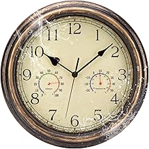 ACCSHINE Horloge Murale extérieure 30 cm (Brun Clair, 30cm)
