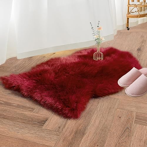 Tapete suave y esponjoso de piel de oveja sintética para dormitorio, sala de estar, lujoso, para decorar el suelo, para niñas, niños, habitación de