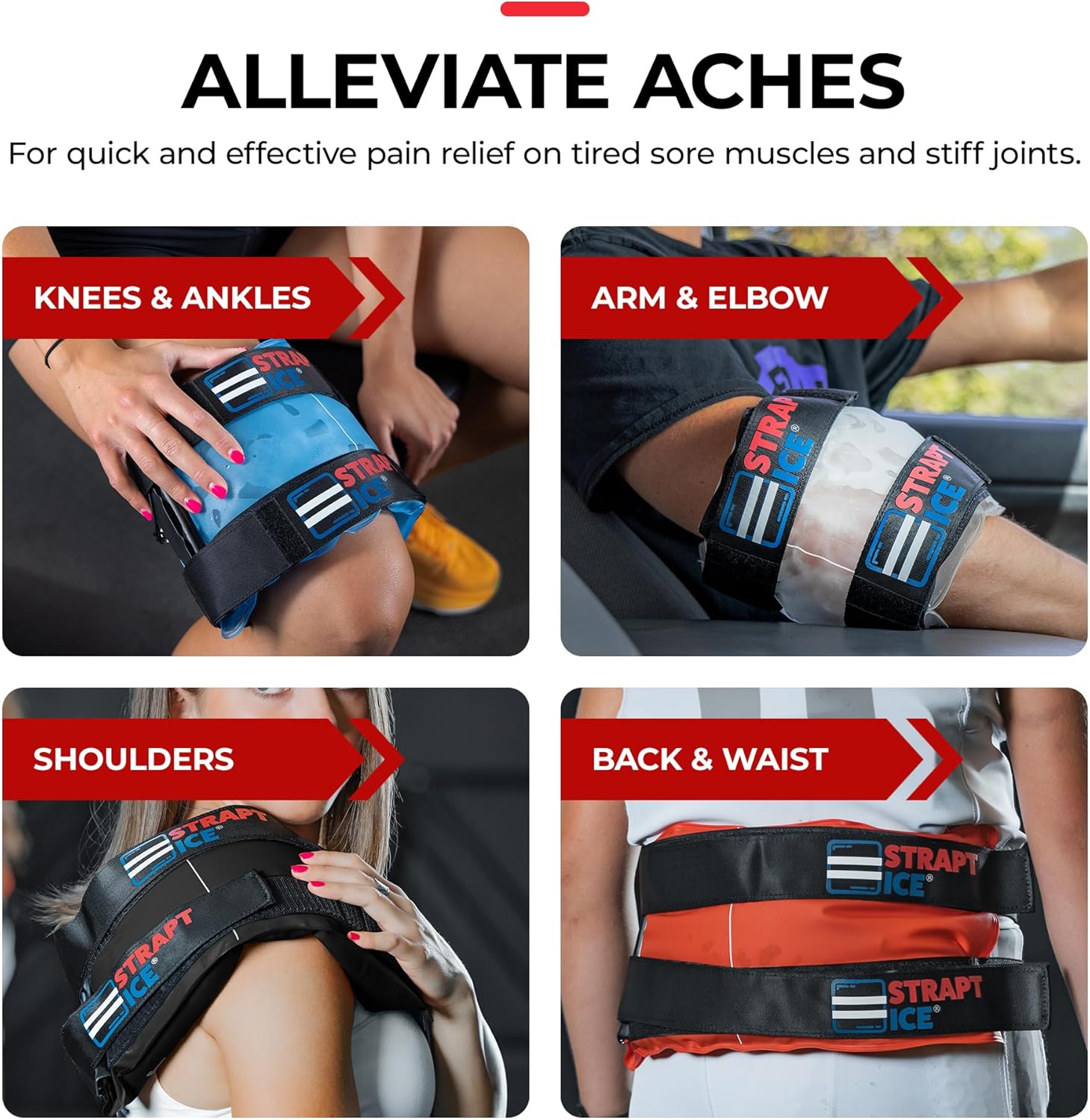 an Ice Bag that is Fillable, Reusable & Wearable - Instant Cold and Heat Therapy for Shoulder, Knee, Elbow & Back Pain Relief - Injuries, Inflammation & Recovery - 7.5" x 18" -White