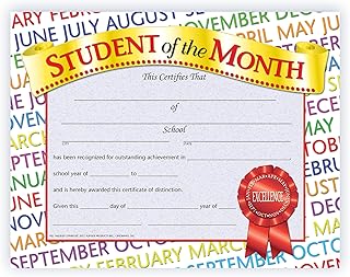 Hayes Student of the Month Certificate, 8-1/2 X 11 in, Paper, Pack of 30, Blue Ink, 0.5 mm Micro Tip - 78289