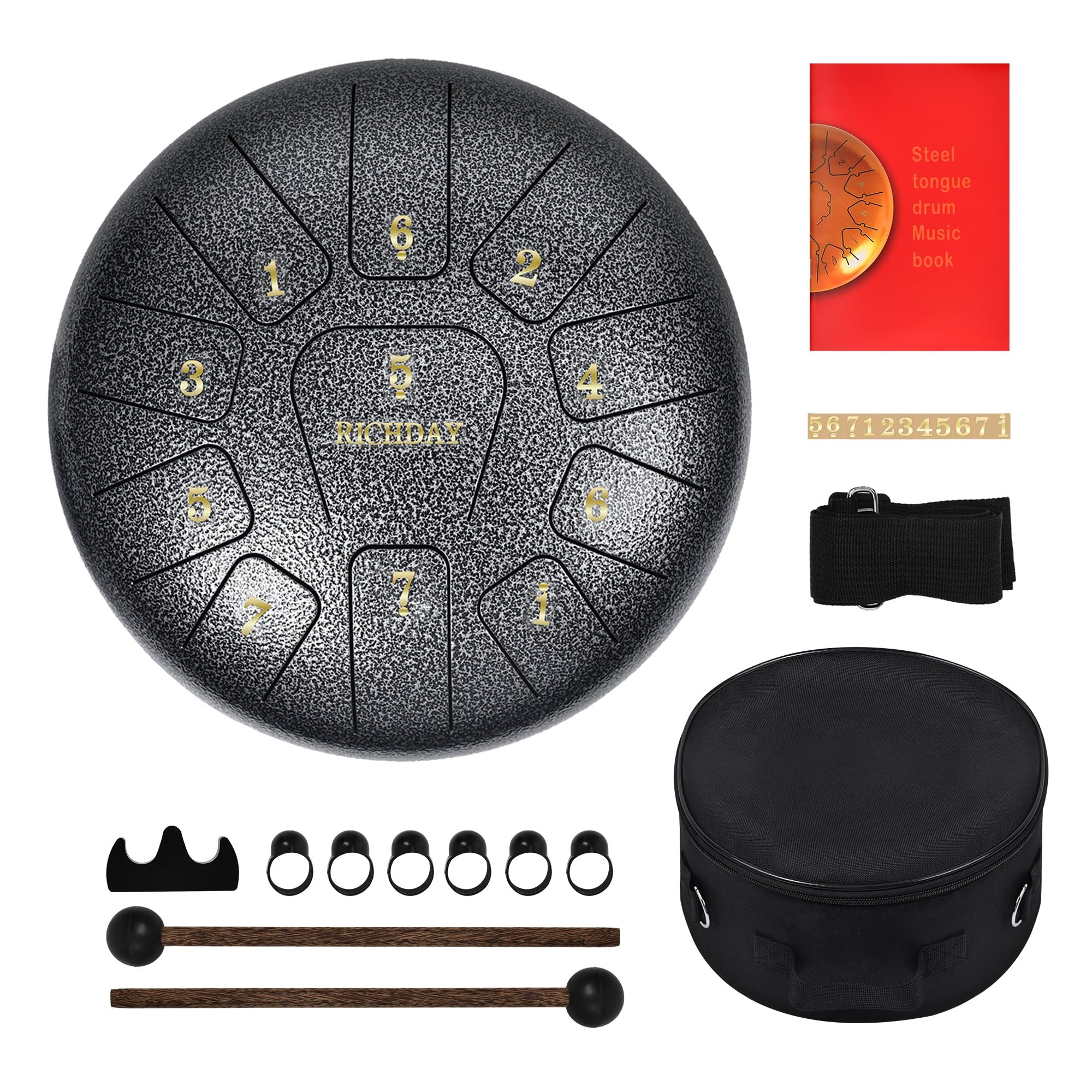 Steel Tongue Drum 11 Notes 10 Inches Meditation Drum Set for Kids, Percussion Instrument Handpan Drum with Mallets, Music Book and Carry Bag, Silver- C Major