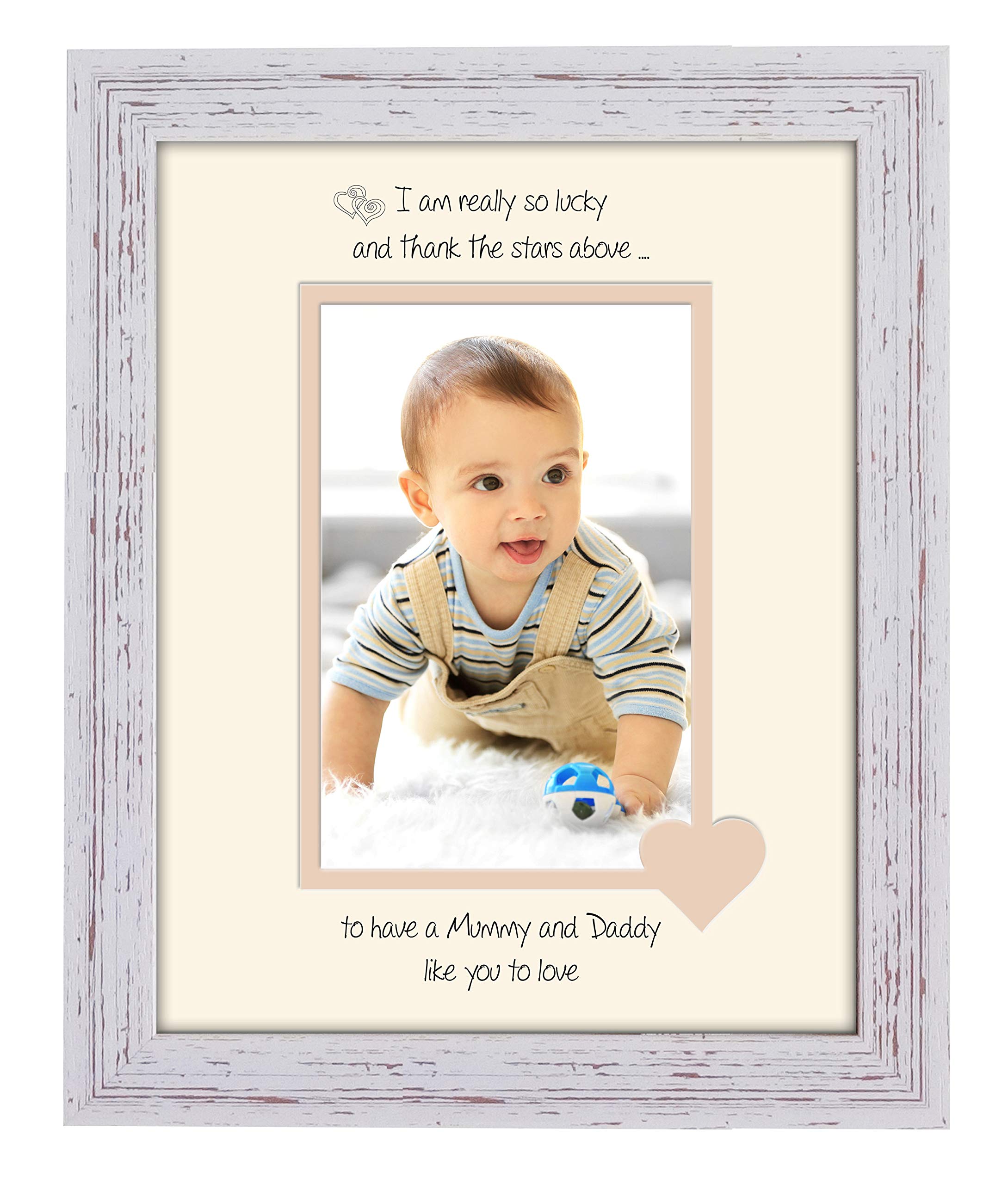 Photos In A Word Shabby Chic Frame Cream Mount Beige Inside Mummy And Daddy Photo Frame I Thank The Stars Portrait 1046F Double Mounted Quality Gift (Shabby Chic Frame Cream Mount Beige Inside)