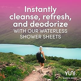 YUNI Beauty Large Body Wipes - Rose Cucumber, 30 Count - Moist Showerless Wipes, Cleanse & Deodorize, On-the-Go Waterless Body Cleanser, Individually Wrapped for Camping, Travel & Gym