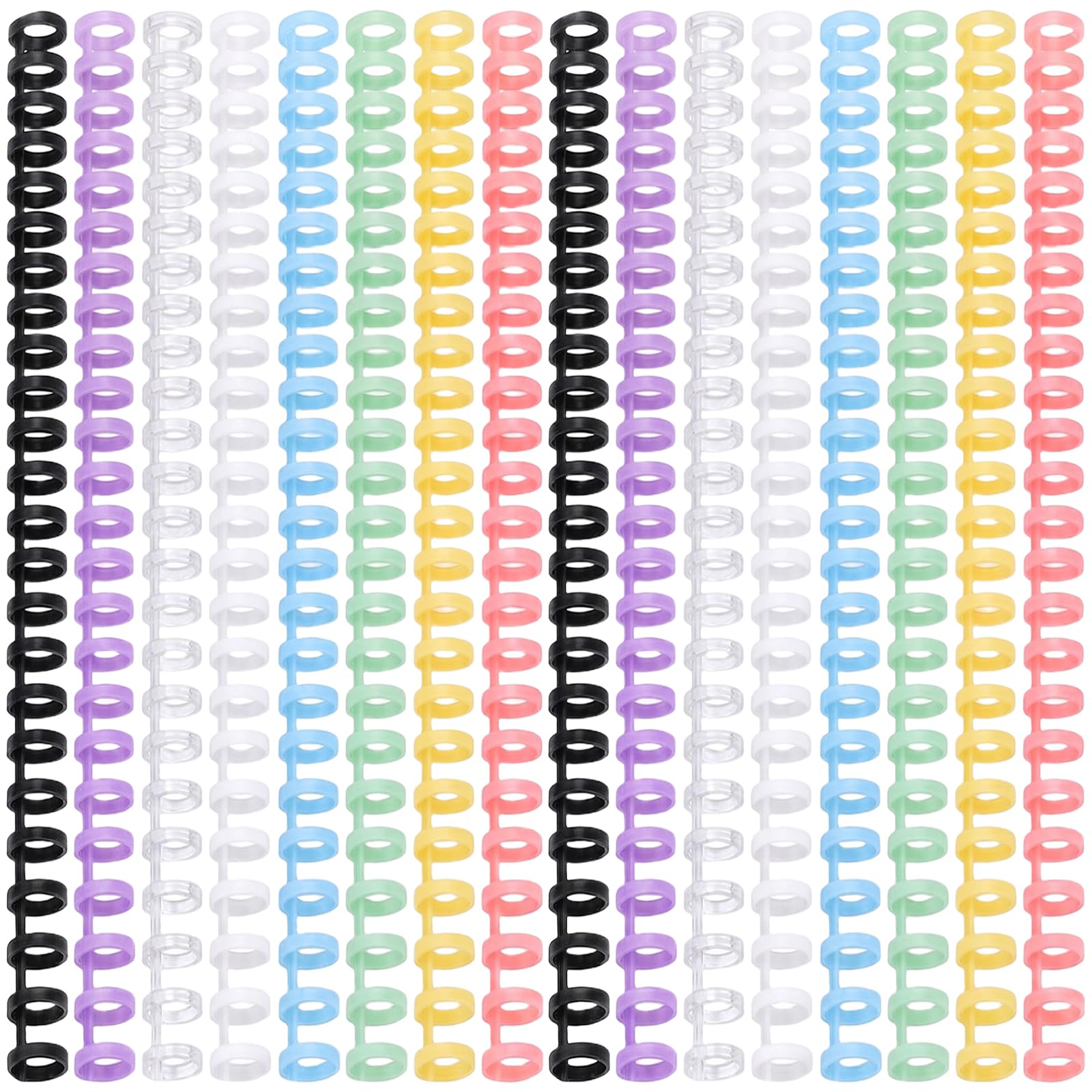 80 dorsi a pettine per rilegatura a spirale, diametro 1,3 cm, 30 anelli, in plastica, capacità di 100 fogli, facili da modificare, dorsi colorati per raccoglitori per quaderni, documenti e