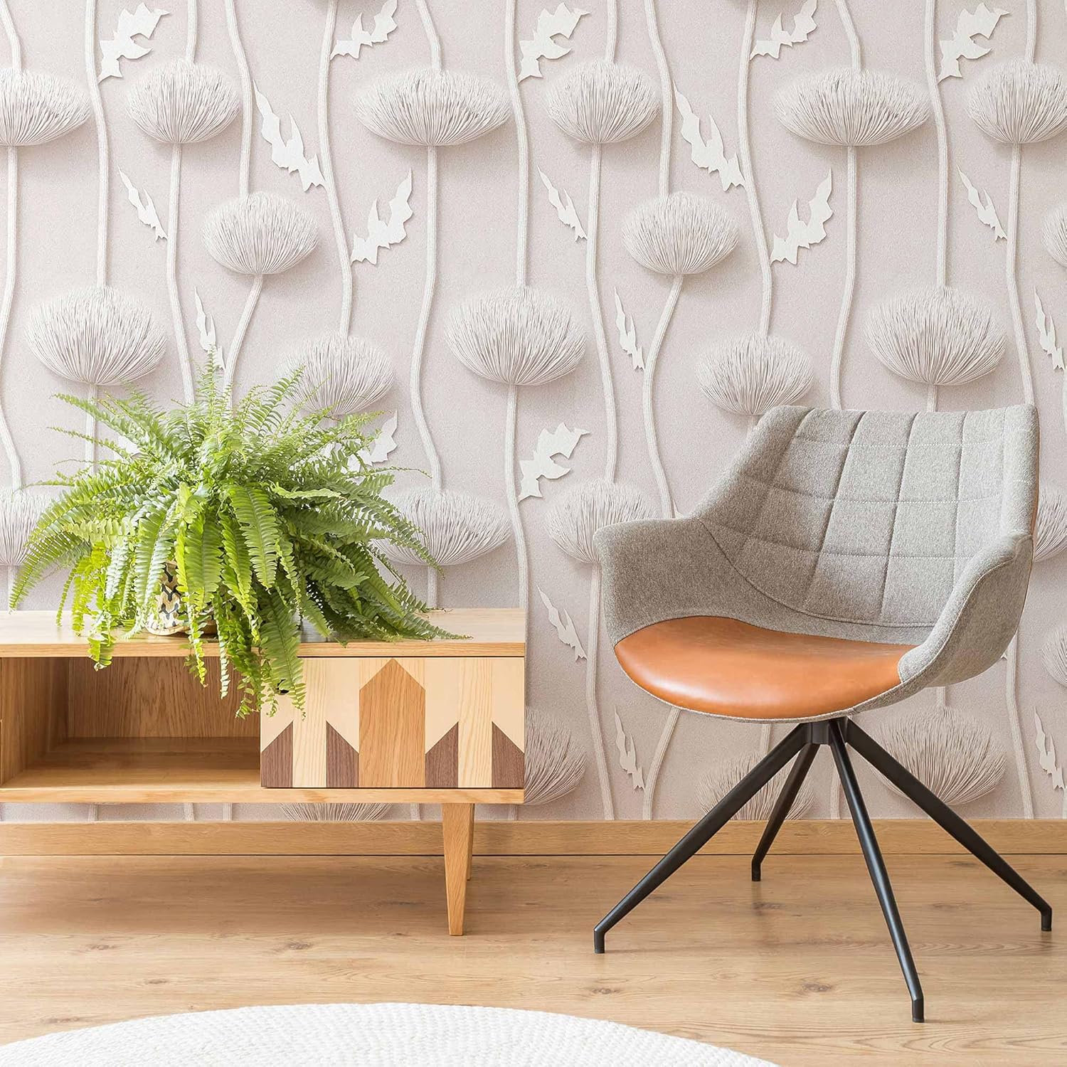 SpeedWallpaper Black and White Flower Peel and Stick Removable Wallpaper 4946