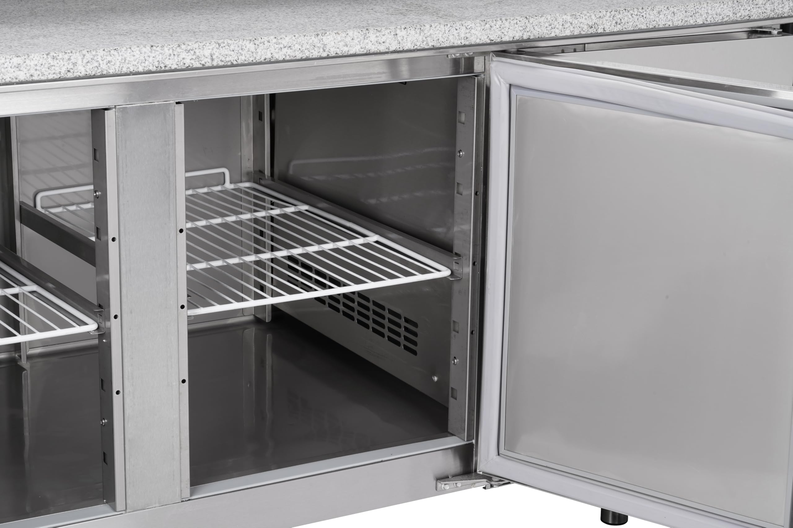 METRO Professional Table à pizza GPT3100SET, table réfrigérée, Acier inoxydable, 500 W, 435 L, 3 portes, compatible avec GHS2200
