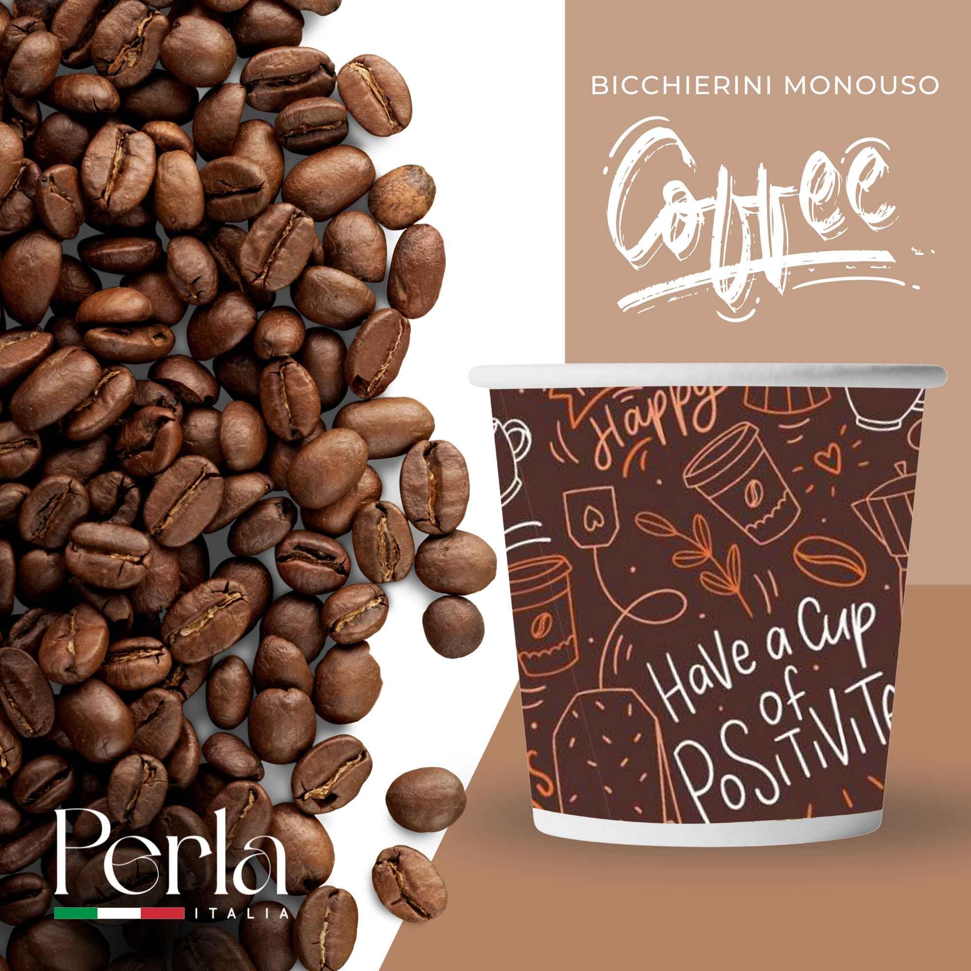 Perla Italia - 1000 Bicchierini Caffe Carta 75ml - Bicchieri Caffè Monouso - Bicchierini da Caffè Usa e Getta