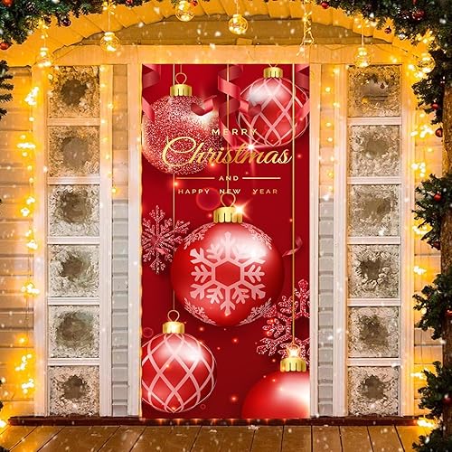 Miniatura 3 de 3 cubiertas de puerta de Navidad de 6.6 pies, decoraciones navideñas para puerta delantera de 8 x 3.6 pies