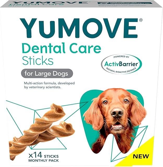 YuMOVE Dental Care | Dental Sticks for Large Dogs | 14 Pack | Tasty Chews with Natural Ingredients which Target Plaque & Freshen Breath