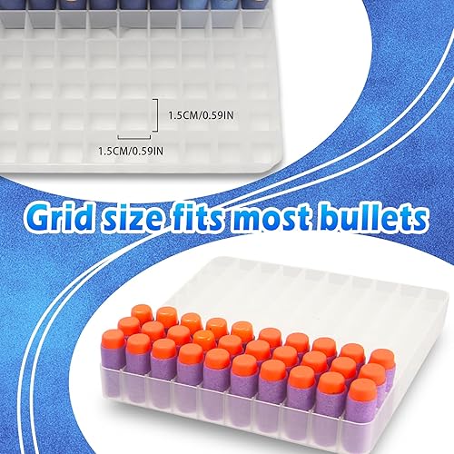 Miniatura 2 de Caja de almacenamiento de dardos de espuma, estuche portátil de plástico compatible con balas Nerf Elite Series y dardo corto (1 caja+2 bandejas)