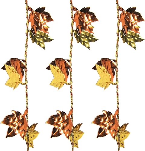 Miniatura 5 de Brite Star Guirnalda de alambre de oropel de hoja de arce de 9 pies, 9 pies, rojo