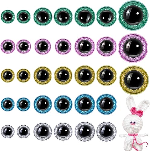 150 ojos de seguridad grandes para ojos de seguridad Amigurumi de ganchillo de 0.460.780.78 pulgadas (12160.787 in) con purpurina para animales de