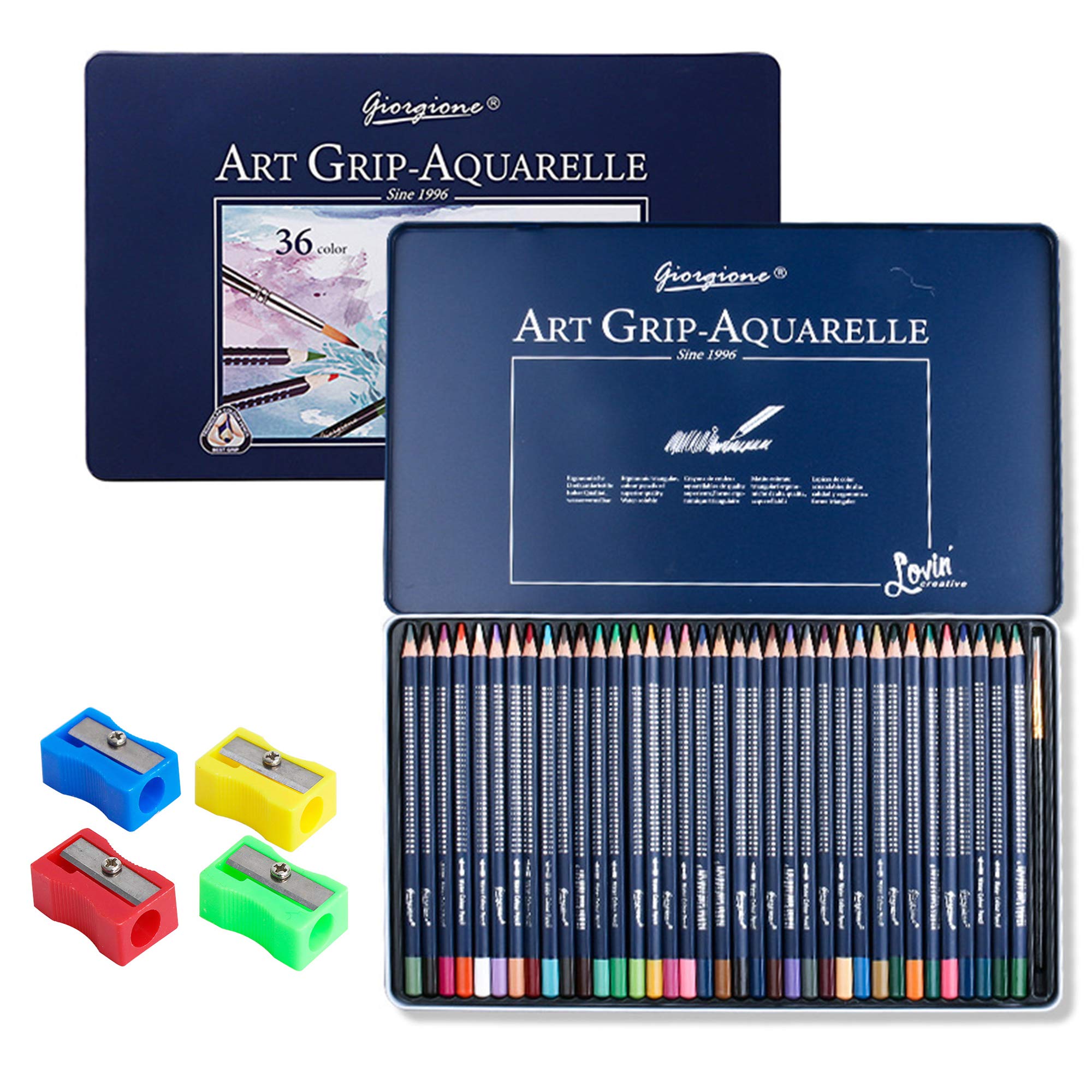 Buy XUBX 36 Colors Watercolour Pencils Set & 4pcs Pencil Sharpeners