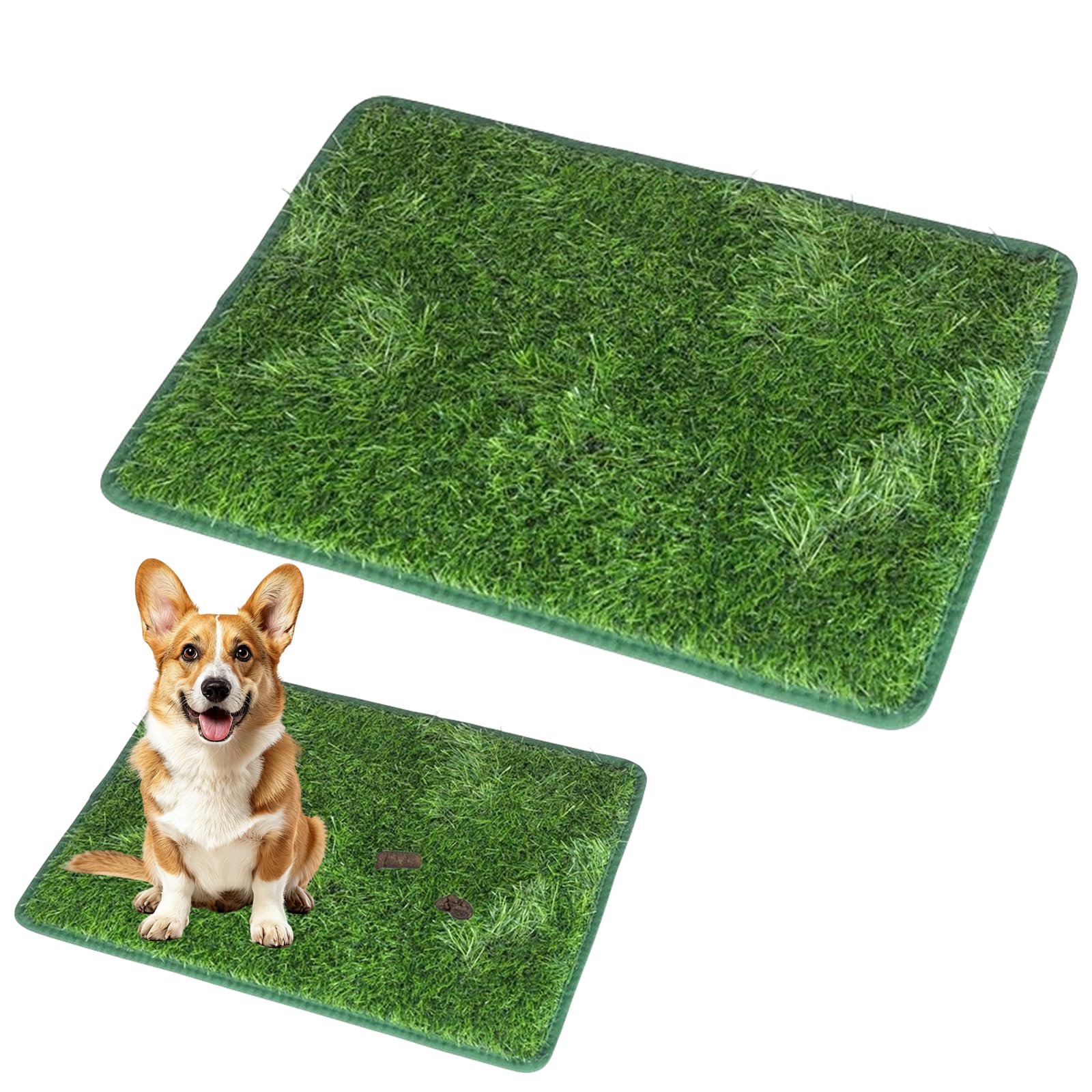 2 Pcs Artificial Grass Dog Potty Pad, Washable Puppy Training Turf Mat, Water Resistant Indoor Outdoor Dog Toilet for Dogs Puppy Toilet Training, Portable Indoor Dog Potty Pad(58 x 46 cm) (1)