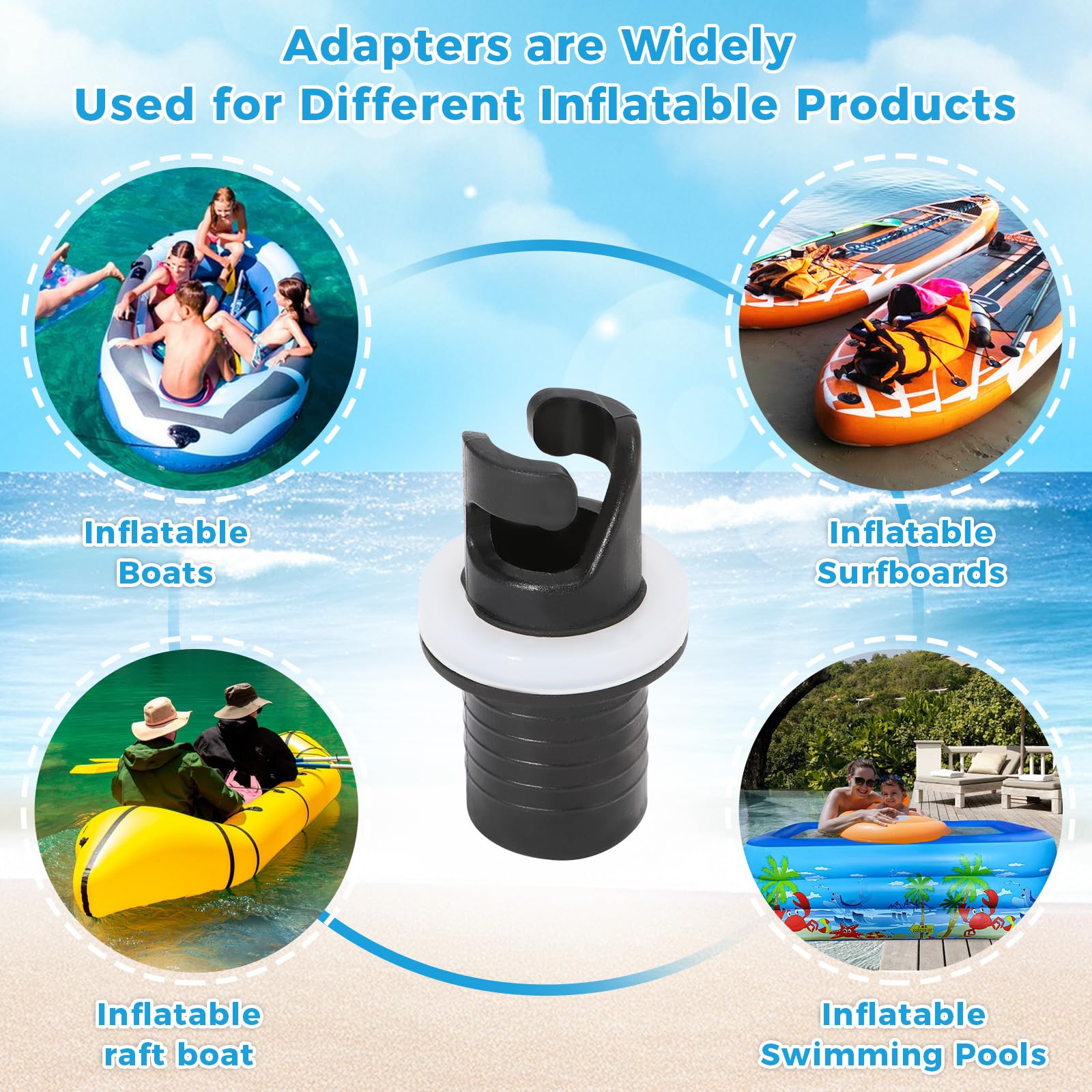 Adaptador de Válvula para Bote Inflable, Negro, Adaptador de Manguera de Bomba de Pie