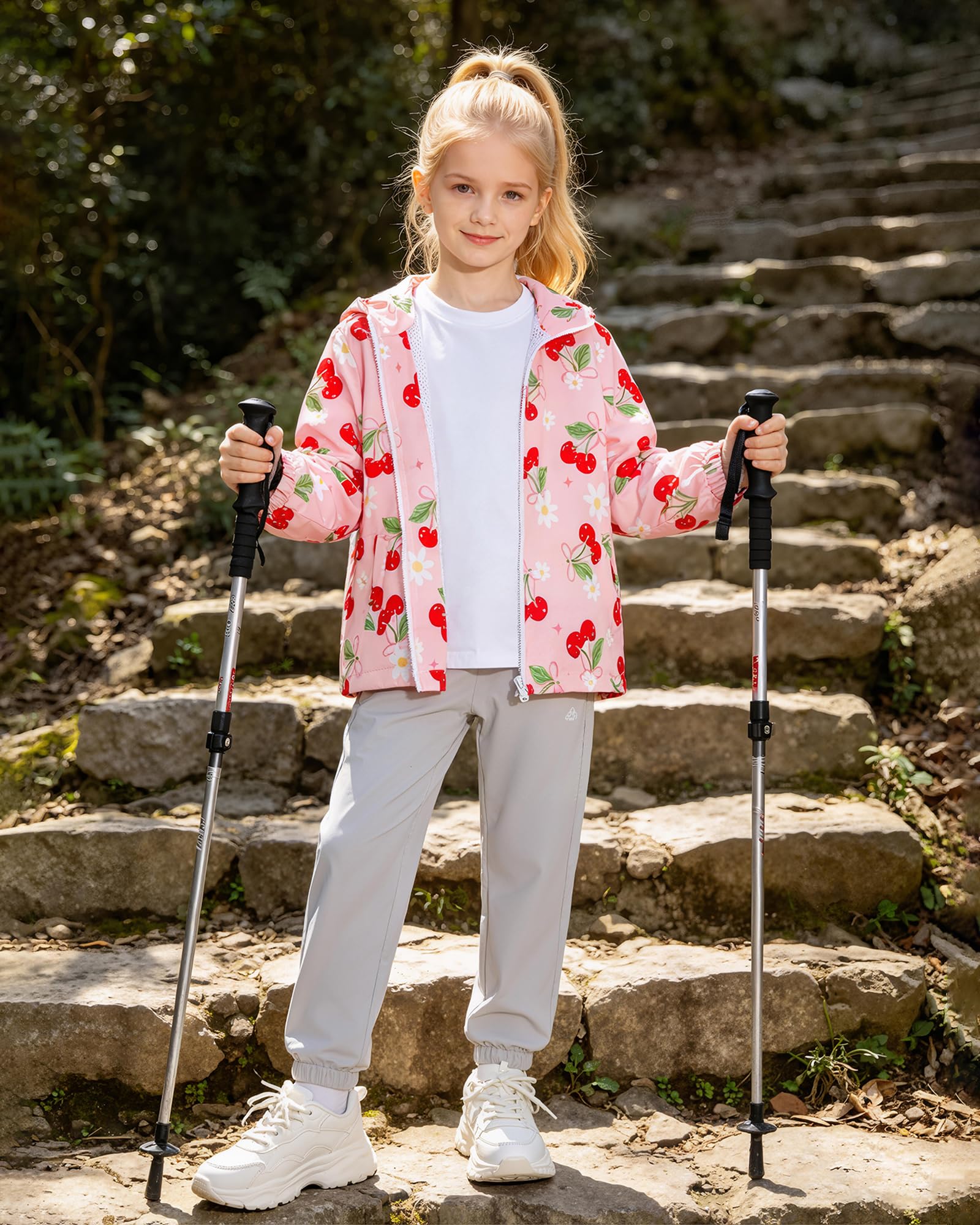 LACOFIA Veste Imperméable Fille Veste Coupe Vent Respirant à Capuche Blouson de Pluie Léger pour Enfant 3~12 ans