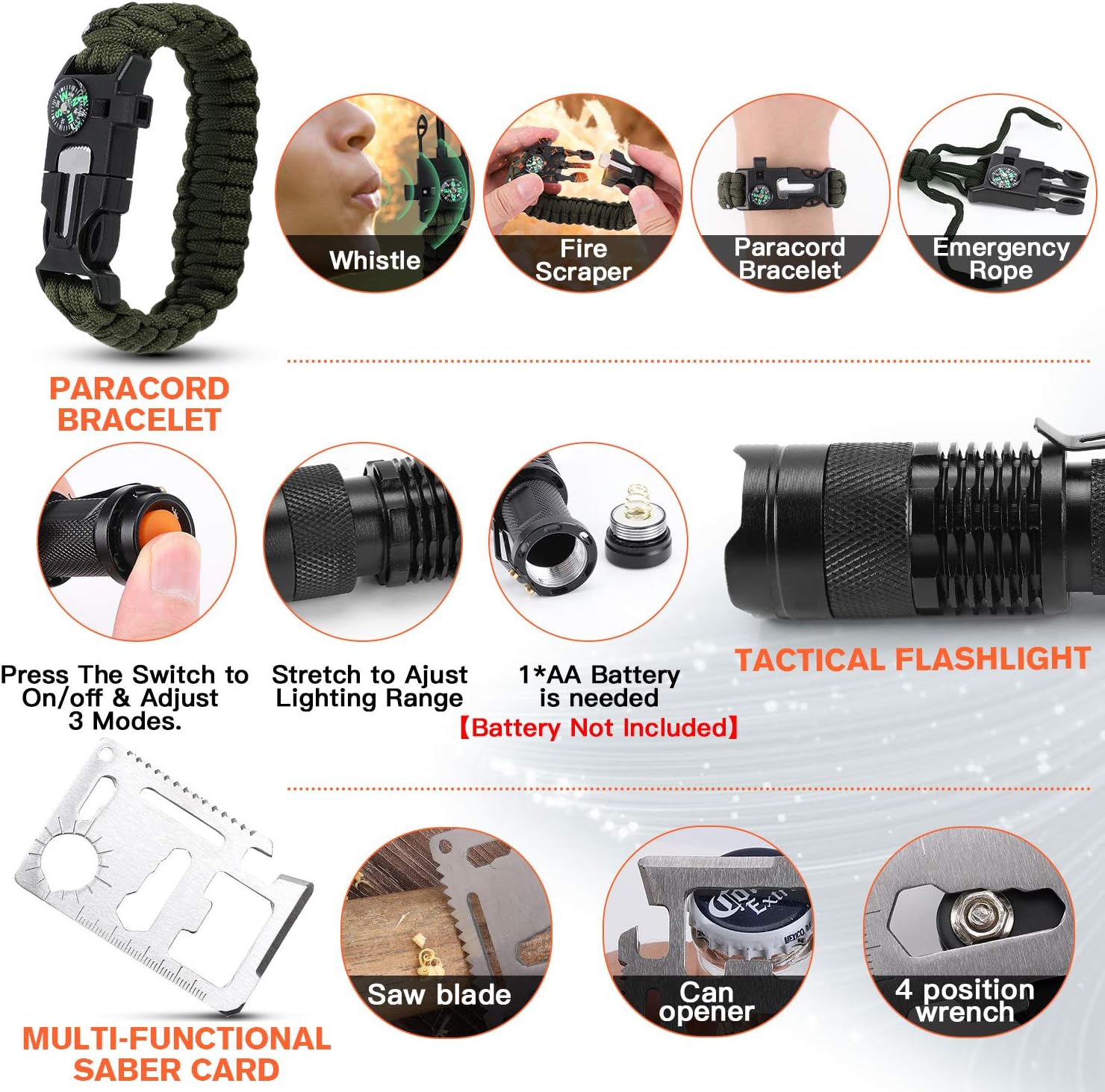 KOSIN Survival Gear and Equipment, 500 Pcs Survival First Aid kit, Fishing Gifts for Men Women Dad Boy Fathers Day, Trauma Bag Compatible Outdoor Tactical Gear Molle Pouch for Camping Hunting Hiking : Tools & Home Improvement