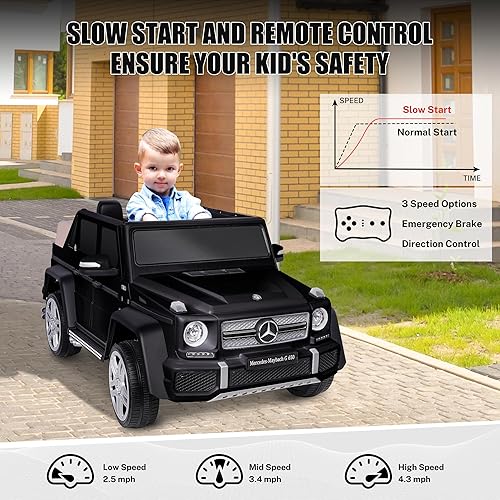 Miniatura 3 de 12 V 4WD compatible con Mercedes-Benz Maybach G650 Landaulet Kids Electric Car, juguete con control remoto, faros LED, reproductor de música, coche