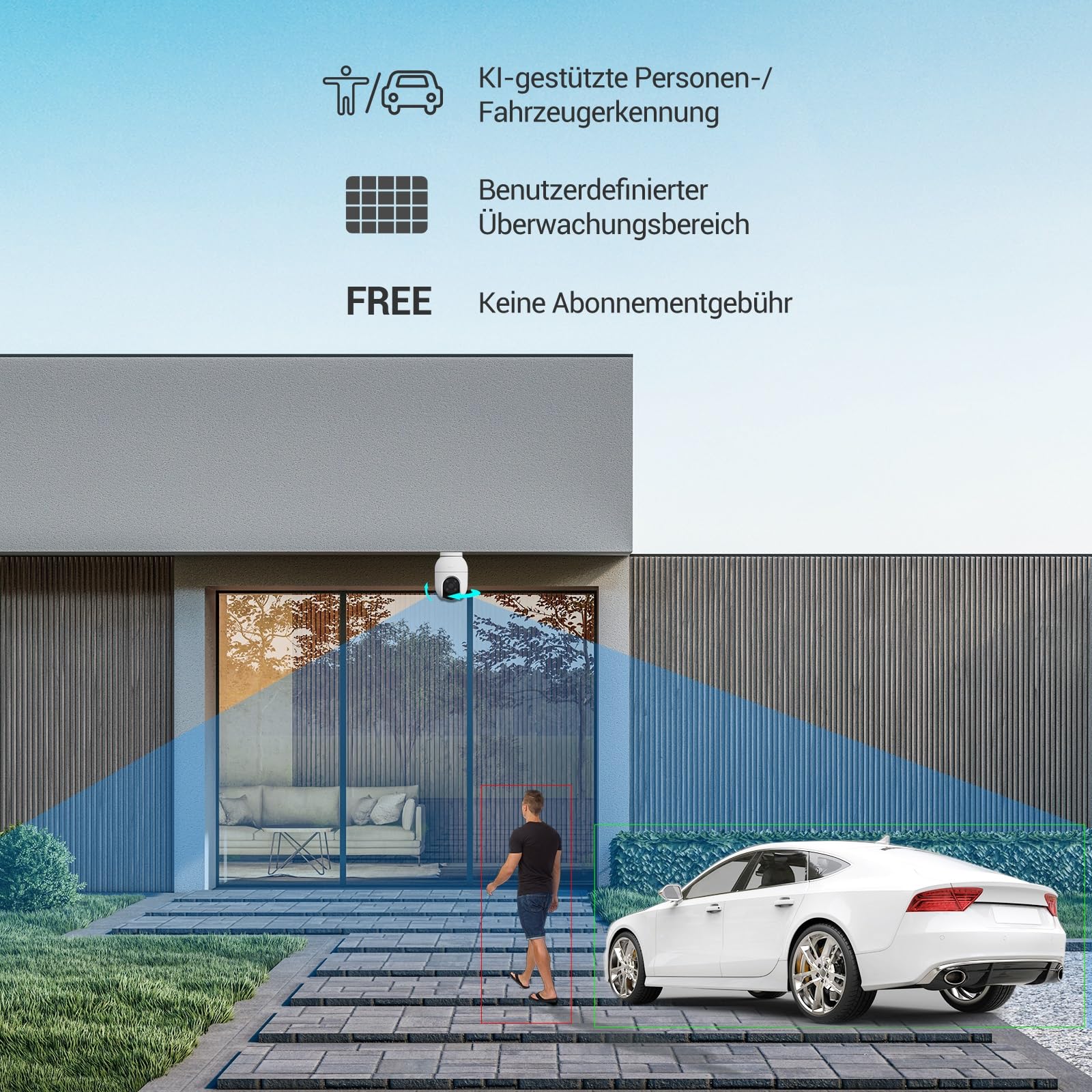 EZVIZ 5MP Pan&Tilt Überwachungskamera Aussen WLAN, 360° PTZ, Personen-/Fahrzeugerkennung, Zwei-Wege-Audio, Automatische Verfolgung, Farbnachtsicht, 2,4/5GHz WLAN 6, Wetterfest, C8c 3K 2er Pack