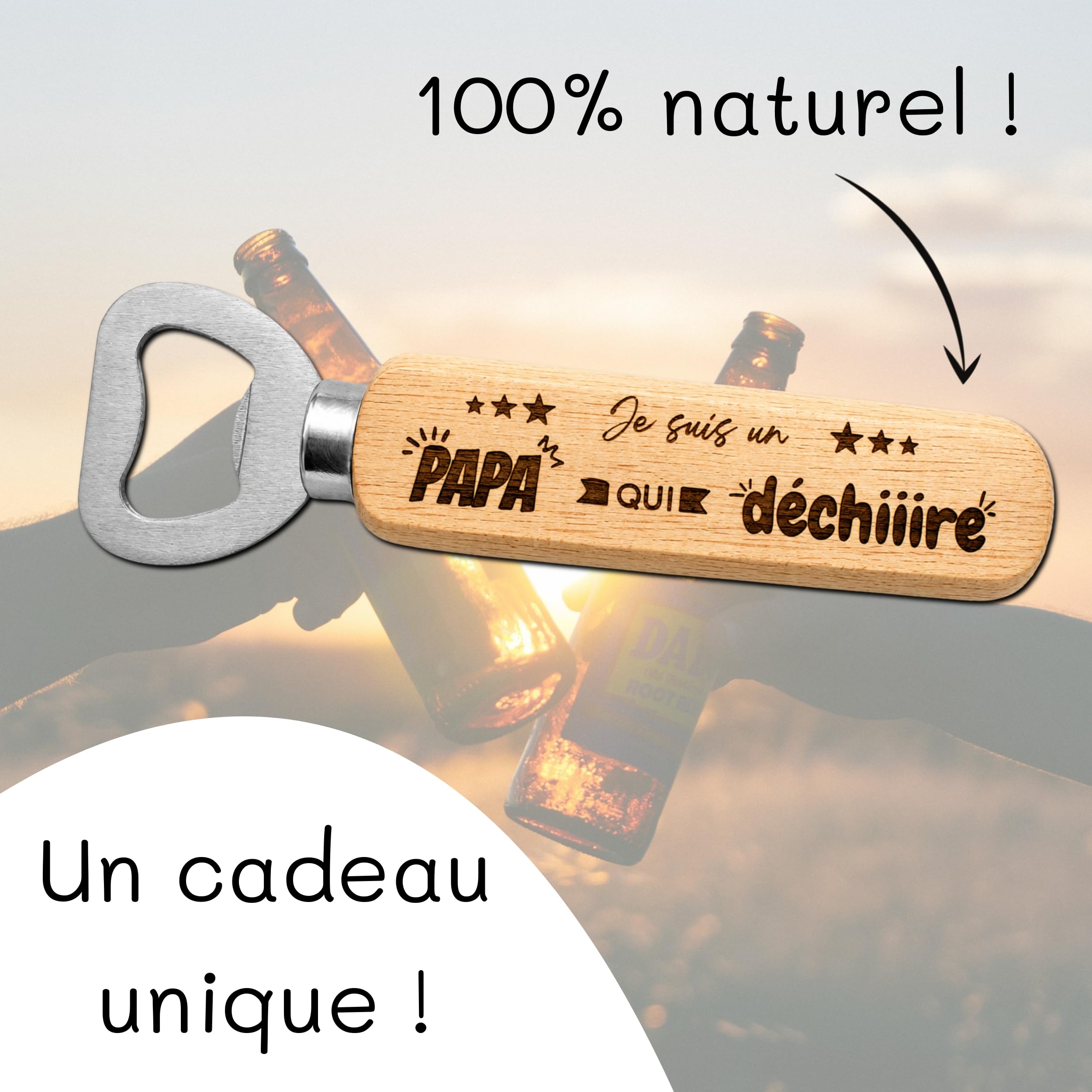 Décapsuleur Papa je t'aime cadeau fête des pères personnalisable