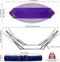 Vista 9 de Tranquillo Soporte de hamaca plegable, hamaca plegable para acampar y soporte, soporte de hamaca doble de capacidad de 600 libras para 2 personas