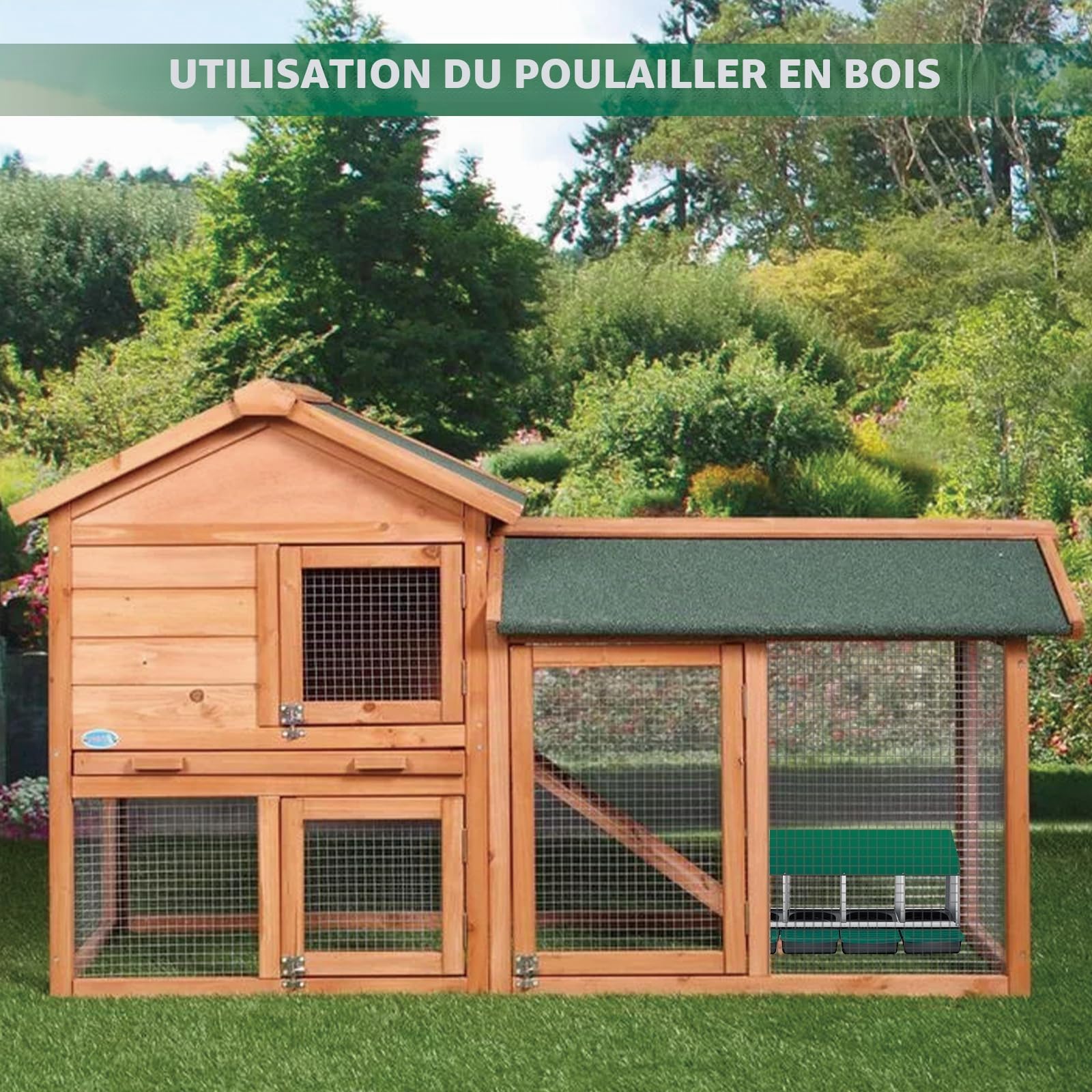 Nichoirs à œufs pour poules, 4 compartiments, nid de poule à déplacer avec trous d'aération et bac récupérateur, crée un espace de collecte sécurisé pour les œufs pondus, nichoirs à fixer au mur