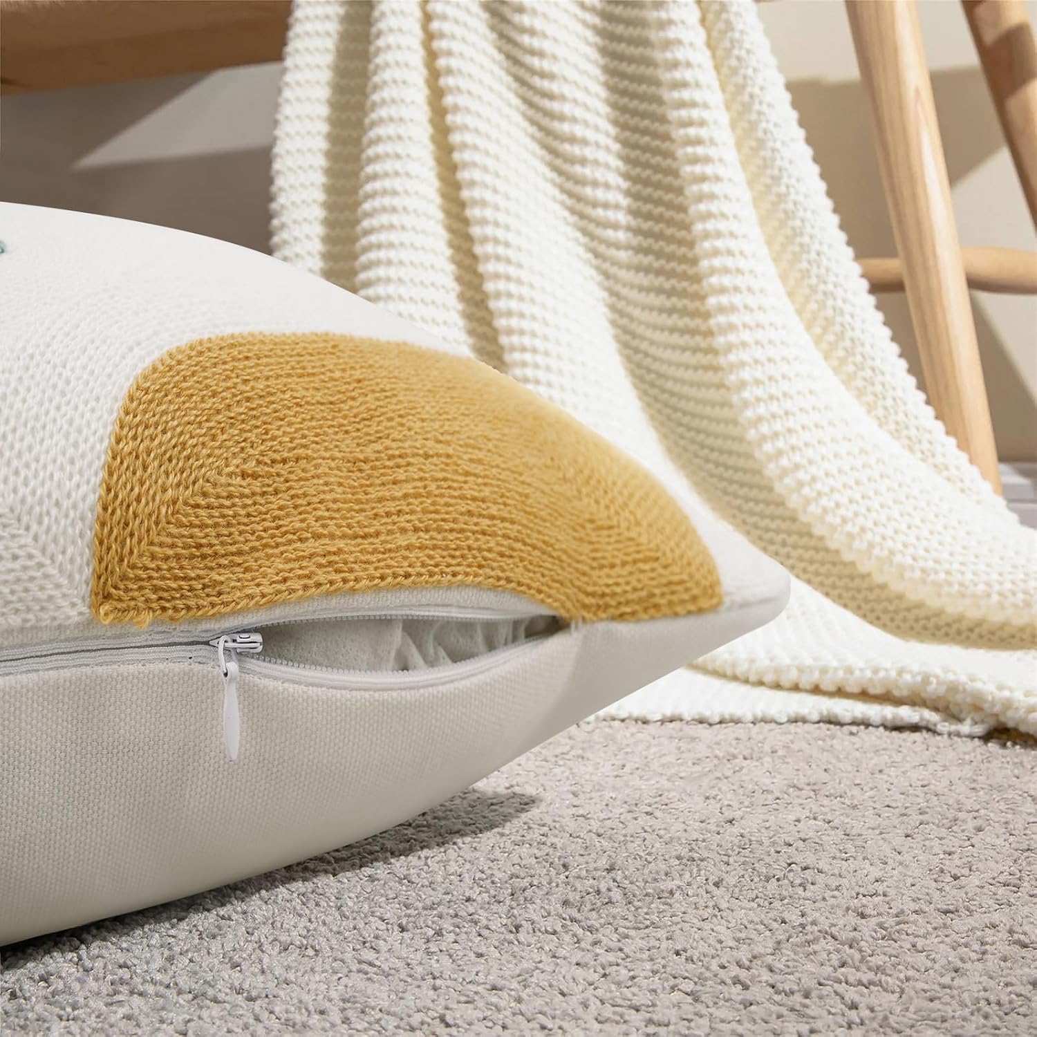 Merrycolor Boho Lumbar Throw Pillow Covers 12x20 Embroidered Abstract Mid Century Modern Pillowcases Bohemian Aesthetic Decorative Pillows for Couch Bed Sofa Living Room 1PC,Plant - Image 3