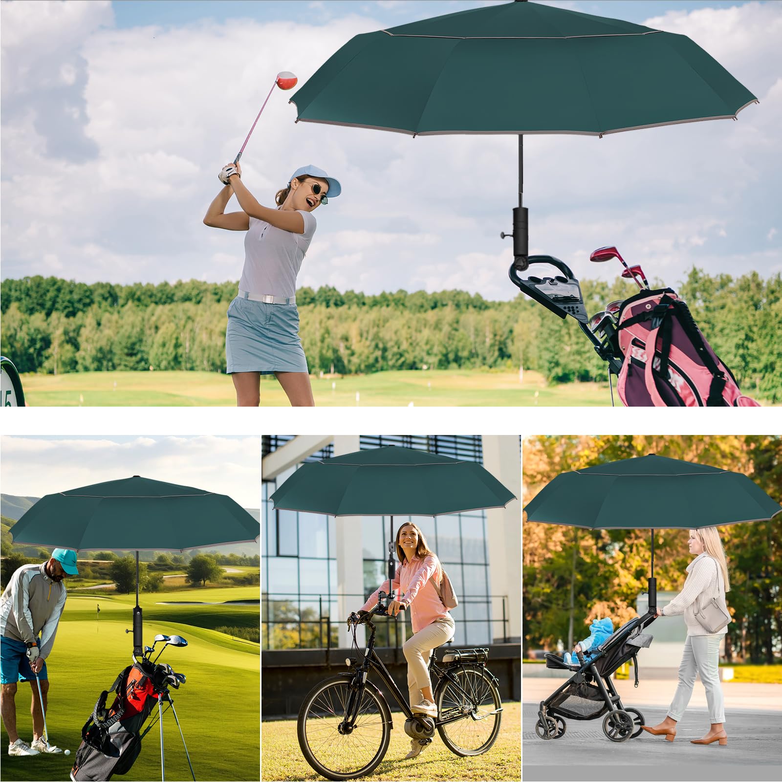Satol Ombrello da Golf | Doppio Tetto & Ventilazione | Antitempesta & Apertura Automatica (46/54/62 Pollici) | con 10 Stecche per Massima Stabilità | con Custodia per Viaggi, Tennis, Escursioni