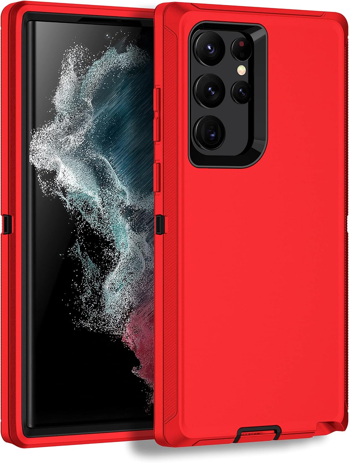 MXX Case Designed for Galaxy S22 Ultra, Full Protection Heavy Duty Shockproof Rugged Bumper Dust Proof Cover Case for Samsung S22 Ultra 5g 6.8" (Red/Black)