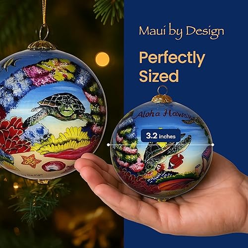 Miniatura 6 de Adorno coleccionable de tortugas marinas hawaianas coleccionables, pintado a mano desde el interior del cristal TAH