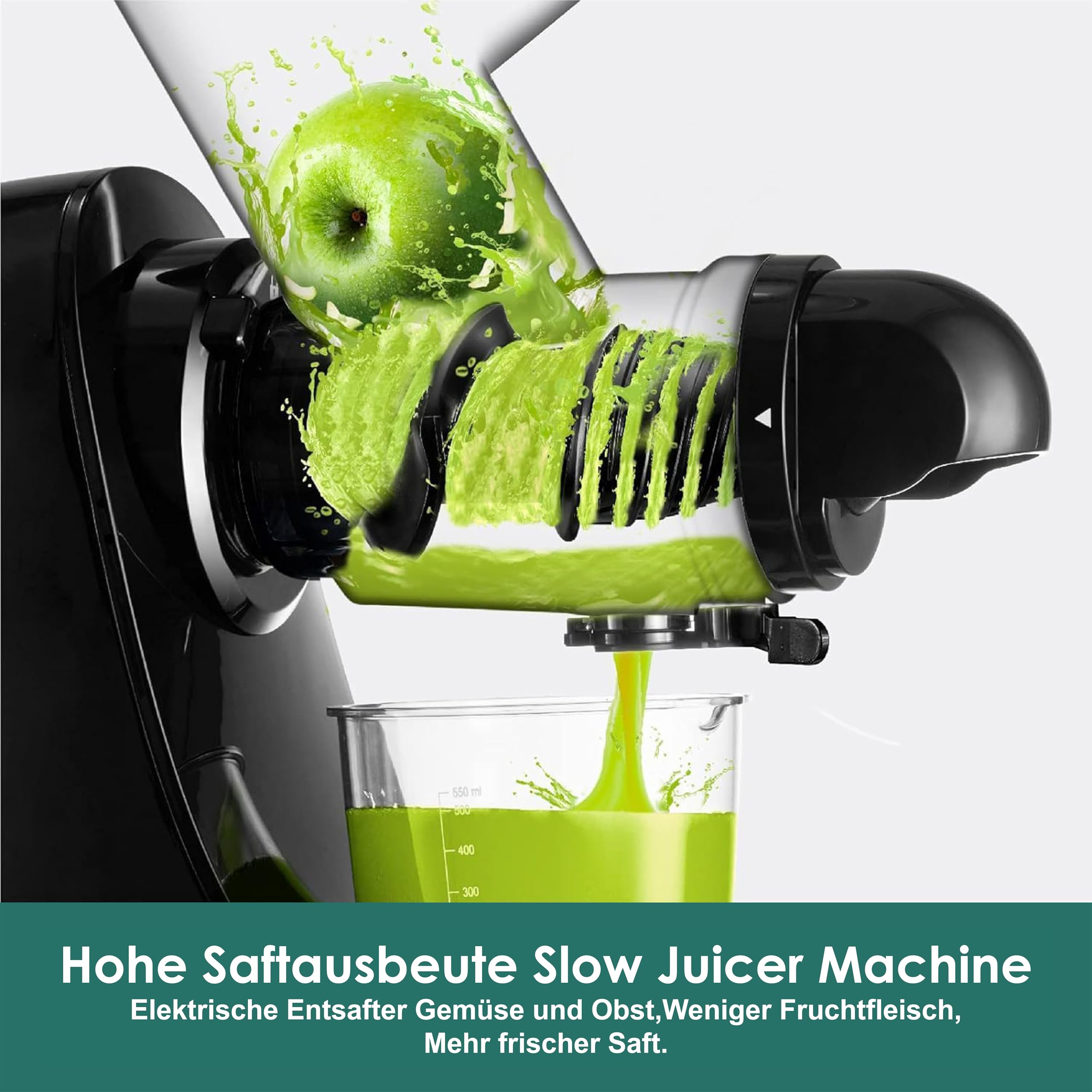 Fretta Slow Juicer Entsafter Gemüse und Obst Testsieger, 76mm Öffnung Cold Press Juicer Machine Obstpresse Elektrisch Saftpresse Kaltpresse Entsafter BPA-Frei, Einfache Reinigung, Schwarz