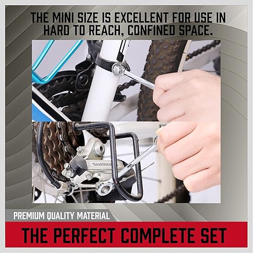 Miniatura 8 de Juego de llaves Midget de alta calidad, juego de 22 llaves combinadas, juego de llaves de encendido métricas y SAE de 0.157-0.394 in y bolsa de