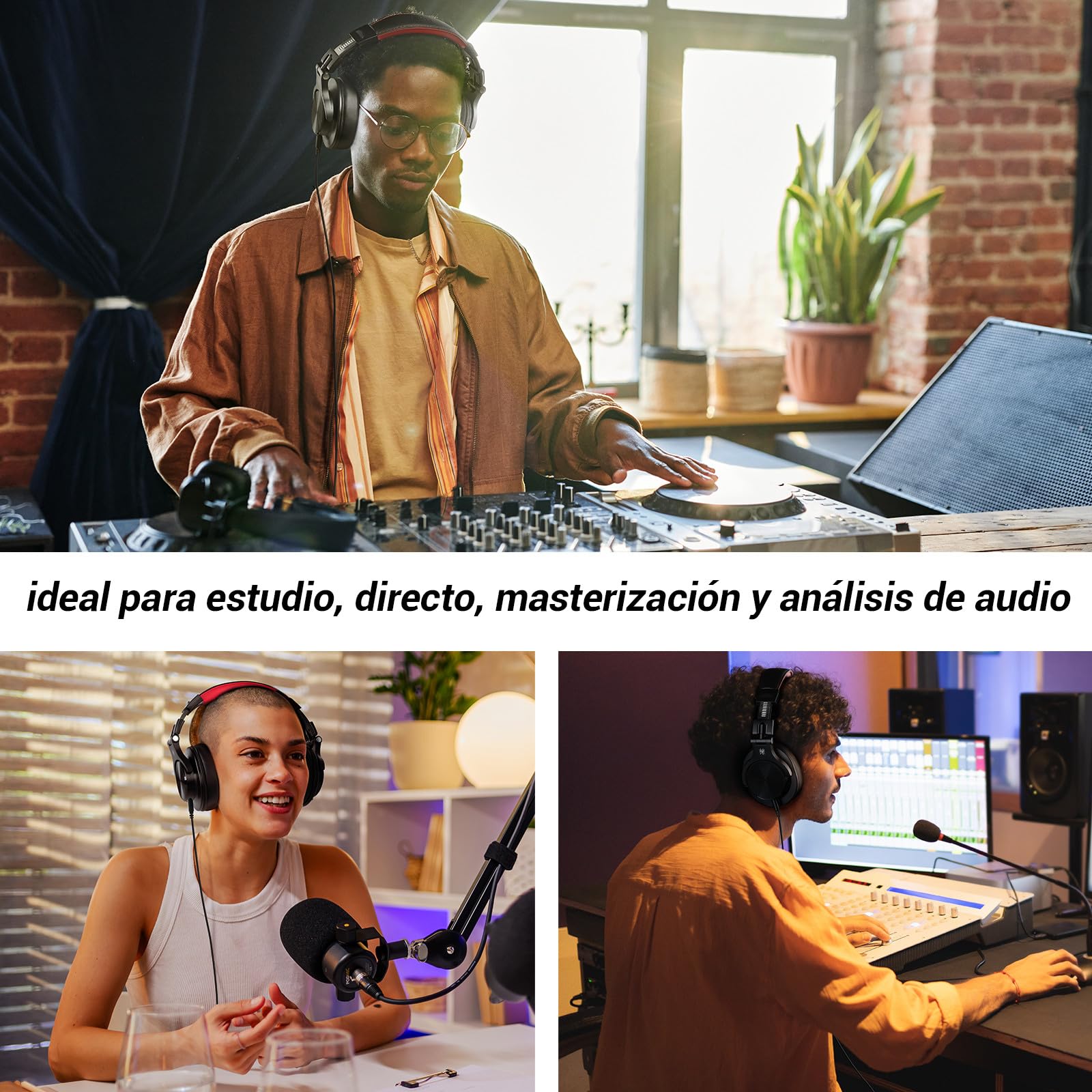 OneOdio A70 Auricurales Bluetooth Inalambricos 72H, Auriculares Diadema Cerrados con Puerto Compartido, Auriculares Cable de 3.5mm para DJ Piano Guitarra Grabación y Monitoreo AMP, Rojo