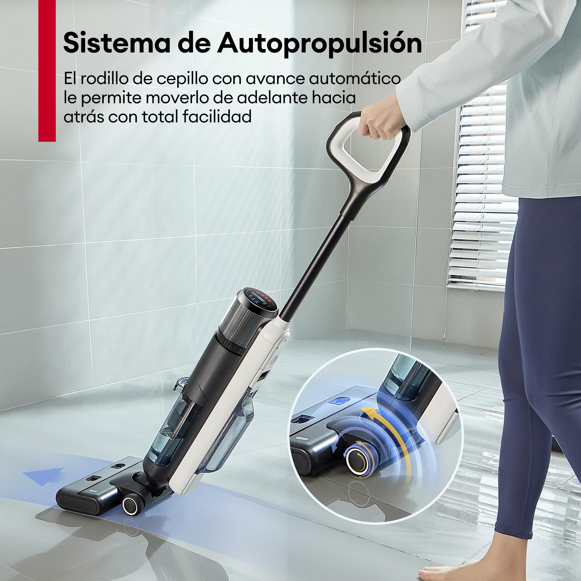Ultenic Aspiradora sin Cable 3 en 1 con Autolimpieza - Aspiradora en Seco y Húmedo Inteligente para Suelos Duros, 50 Min de Autonomía, Detección de Suciedad y Limpieza de Bordes