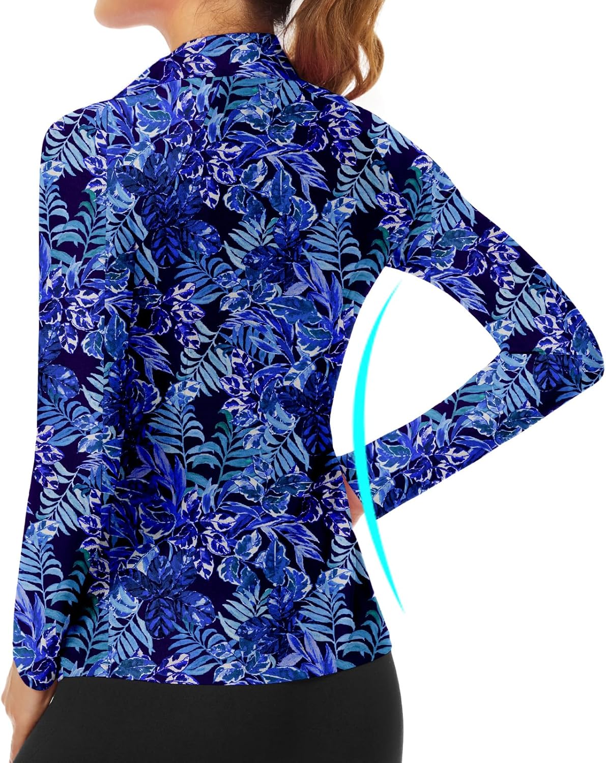 WOWENY Women's Long Sleeve Athletic Shirts Quarter Zip Pullover Collared T-Shirt Workout Print Tennis Top - Image 2