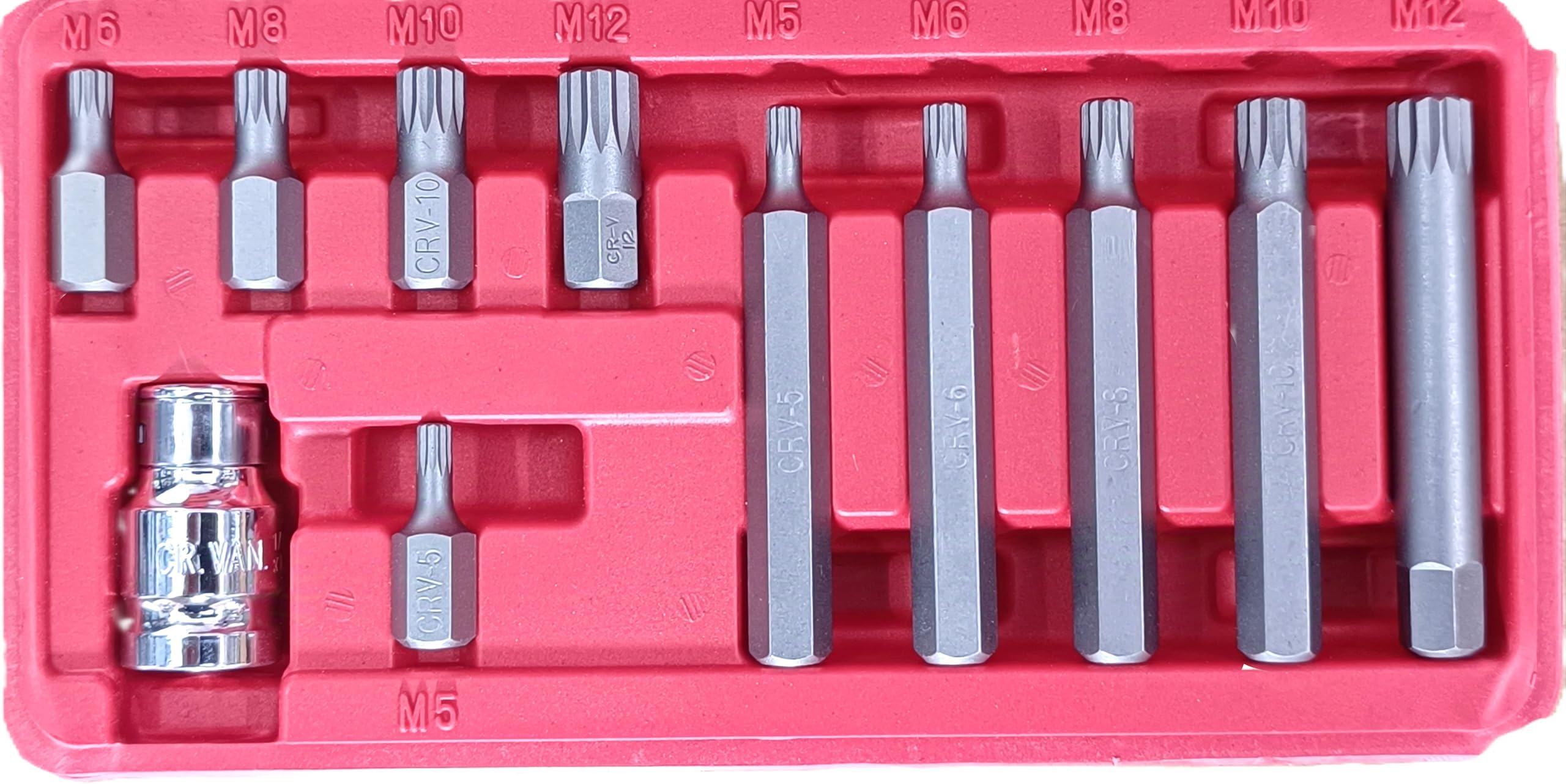 RAED™ 11 Pcs Spline Socket Set Spline Bit Set M5, M6, M8, M10, M12 Short 30mm & Long 70mm