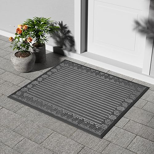 BEIMBEI Tapete para puerta delantera, para interiores y exteriores, tapete de entrada de goma gruesa para porche, antideslizante, resistente a la disponible en Yaxa Peru