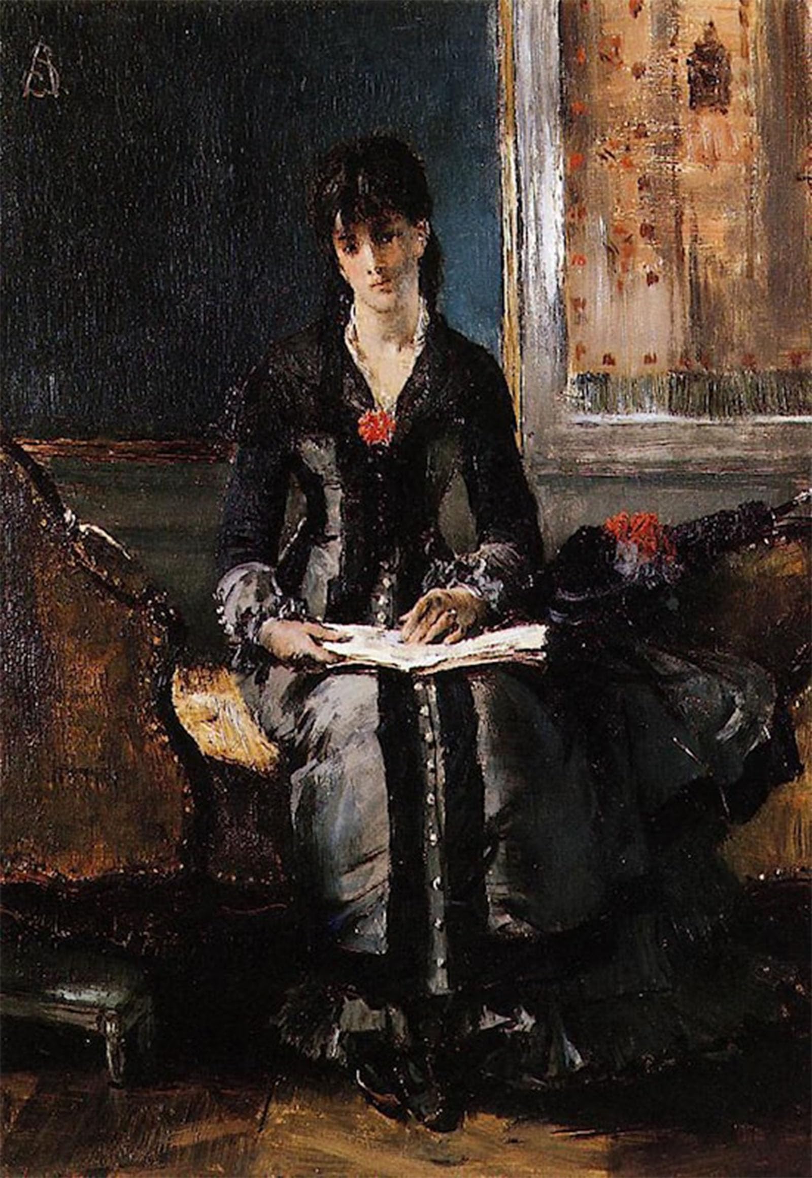 SERENDIPITP Retro Picture Poster Wall Art Pictures Painting Portrait of a Young Woman Alfred Stevens Wall Art Canvas Print for Wall Decor 60x90cm