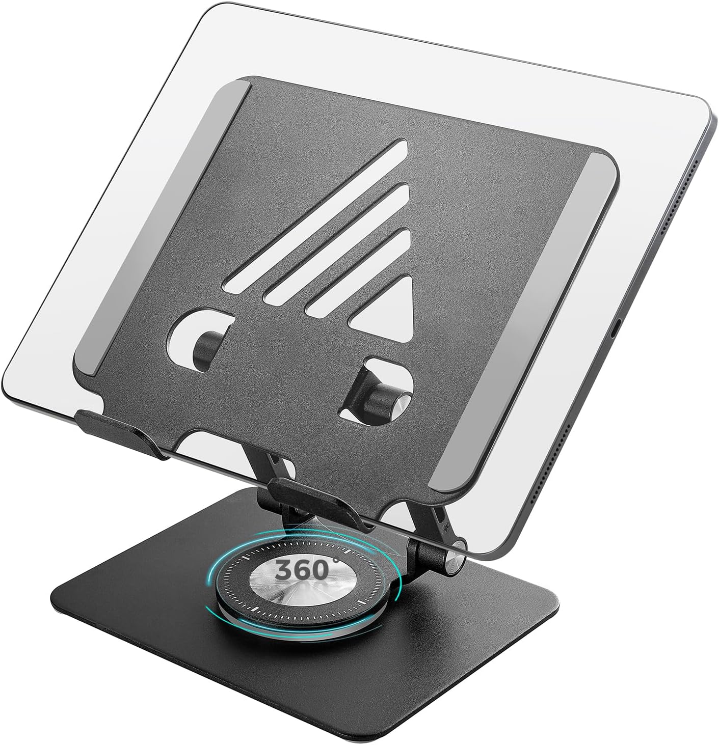 Tablet Stand for iPad Stand for Desk, Adjustable&Foldable iPad Pro Holder Portable Monitor Stand with 360° Rotating Base, Holder for iPad Pro, Fit for Computer Office Desk Accessories(Black)