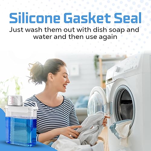 Miniatura 7 de Paquete de 2 dispensadores de detergente de 61 onzas para lavandería, dispensador de jabón para ropa, dispensador de detergente líquido para ropa,