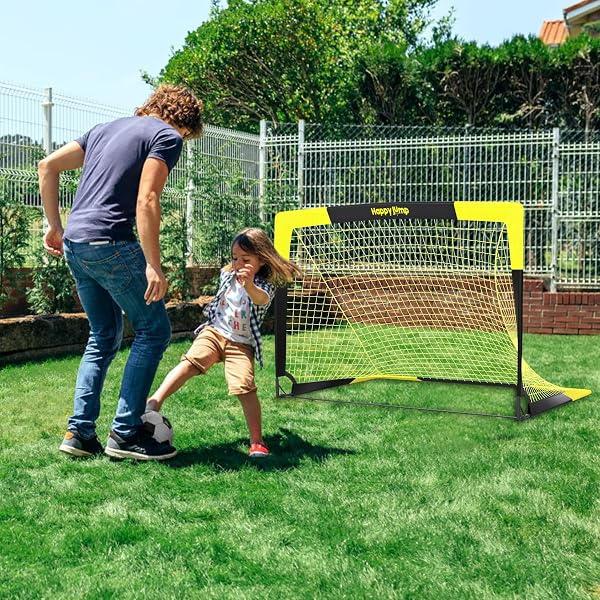 Happy Jump But de Football Pop-Up Pliable | 1 ou 2 Buts : 120x90 / 152x110 / 213x152 cm | Optionnel avec Ballon, Pompe et Cônes | But Portable pour Jardin et Entraînement - 2